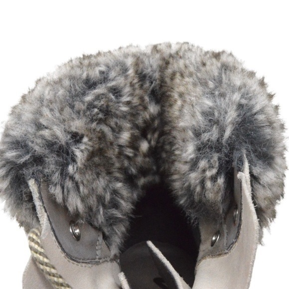 Sam Edelman Suede Bowen Boots, Faux Fur Top - Light Gray, Size 7-1/2 - Picture 7 of 15